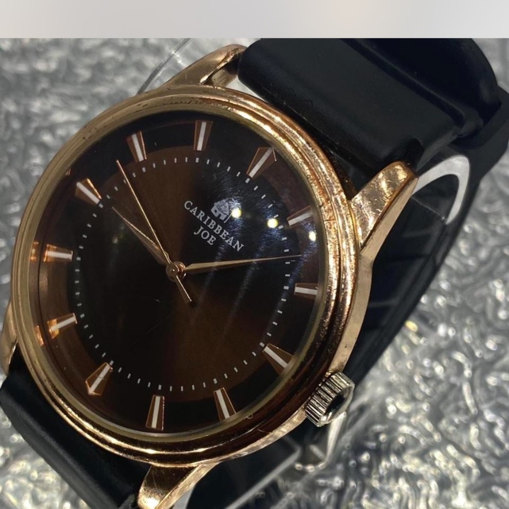 Mens ^^^ Caribbean Joe Black and Gold Timepiece